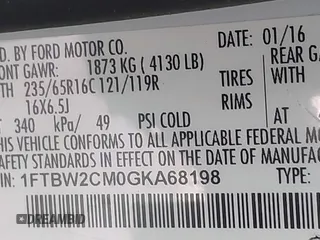 2016 Ford Transit Cargo with VIN 1FTBW2CM0GKA68198, listed as a IAAI auction lot 42709011 with 187,802 mi miles and . Bid and sale history available at DreamBid. Image 9.