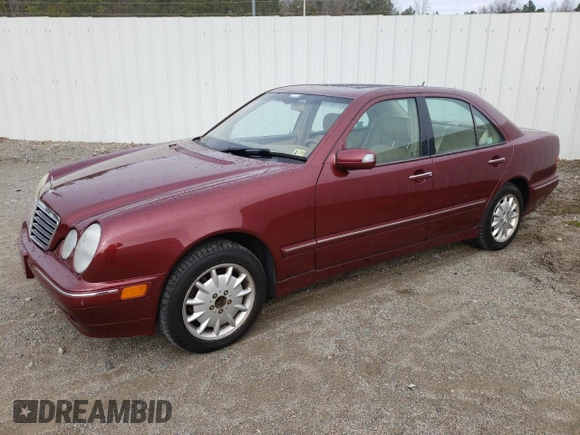 2002 Mercedes-Benz E-Class with VIN WDBJF82J72X062639, listed as a Copart auction lot 43510205 with 147,587 mi miles and Clean Title. Bid and sale history available at carsss.com. Image 1.