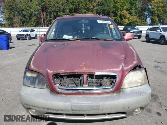 2003 Kia Sedona LX with VIN KNDUP131636364111, listed as a Copart auction lot 77393214 with 0 mi miles and Salvage Title. Bid and sale history available at carsss.com. Image 5.