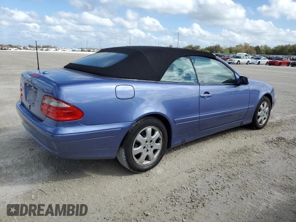 2003 Mercedes-Benz CLK 320 with VIN WDBLK65G03T134220, listed as a Copart auction lot 75479644 with Not Provided miles and Salvage Title. Bid and sale history available at DreamBid. Image 3.