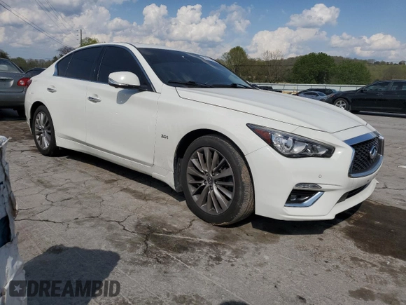 2019 Infiniti Q50 Luxe with VIN JN1EV7AR0KM552352, listed as a Copart auction lot 52812385 with 50,376 mi miles and Salvage Title. Bid and sale history available at carsss.com. Image 4.