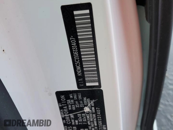 2016 Kia Sedona SX with VIN KNDMC5C11G6131407, listed as a Copart auction lot 49962265 with 0 mi miles and Salvage Title. Bid and sale history available at carsss.com. Image 16.