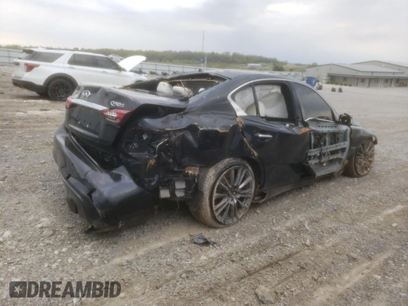 2020 Infiniti Q50 Red Sport 400 with VIN JN1FV7AP6LM630007, listed as a Copart auction lot 52964315 with Not provided miles and Salvage title. Bid and sale history available at DreamBid. Image 3.