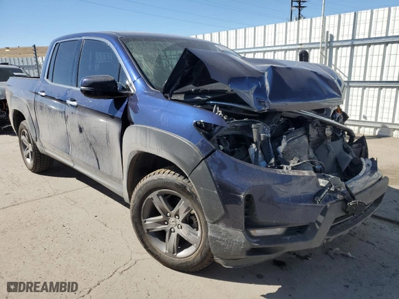 2021 Honda Ridgeline RTL-E with VIN 5FPYK3F74MB005655, listed as a Copart auction lot 47057035 with 0 mi miles and Salvage Title. Bid and sale history available at carsss.com. Image 4.