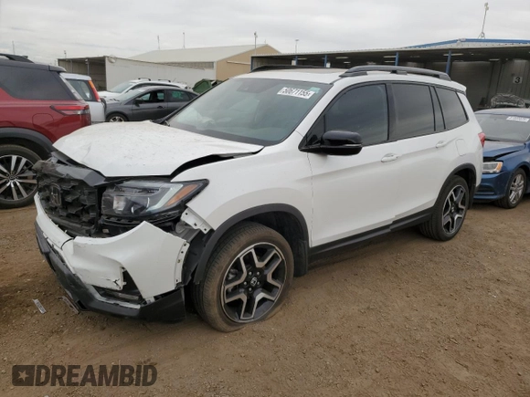 2023 Honda Passport Elite with VIN 5FNYF8H05PB013536, listed as a Copart auction lot 50671155 with 33,815 mi miles and Salvage Title. Bid and sale history available at DreamBid. Image 1.
