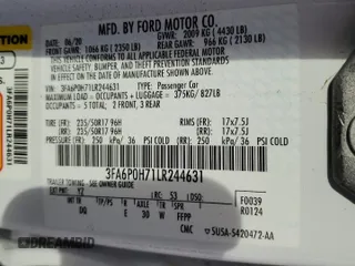 2020 Ford Fusion SE with VIN 3FA6P0H71LR244631, listed as a Copart auction lot 50550265 with 55,849 mi miles and Salvage Title. Bid and sale history available at carsss.com. Image 12.