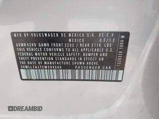 2012 Volkswagen Jetta TDI w/Premium & Nav с VIN 3VWLL7AJ7CM394566, выставлен на аукционе IAAI как лот 42203479 с пробегом 128 070 миль миль и . История ставок и продаж доступна на DreamBid. Изображение 9.