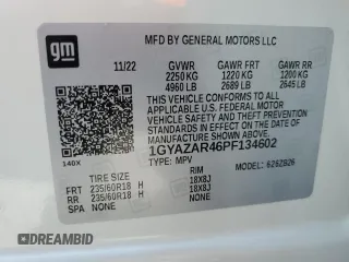 2023 Cadillac XT4 FWD Luxury with VIN 1GYAZAR46PF134602, listed as a Copart auction lot 54684865 with 13,221 mi miles and Salvage title. Bid and sale history available at DreamBid. Image 13.