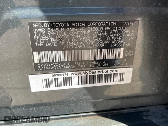 2007 Lexus LS 460 z VIN JTHBL46F275018658, wystawiony jako Copart lot #54719195 z przebiegiem 234 703 mil mil oraz Czysty tytuł • Clean title. Historia ofert i sprzedaży dostępna na DreamBid. Obrazek 10.