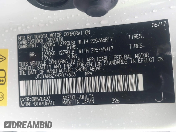 2017 Lexus NX 200t with VIN JTJYARBZXH2077603, listed as a IAAI auction lot 41511404 with 91,505 mi miles and . Bid and sale history available at DreamBid. Image 9.