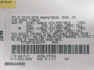 2012 Toyota Tundra 4WD Truck with VIN 5TFDW5F10CX223471, listed as a IAAI auction lot 41839687 with 249,246 mi miles. Bid and sale history available at carsss.com. Image 9.