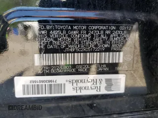 2012 Lexus IS 250 with VIN JTHBF5C2XC5172219, listed as a Copart auction lot 52424535 with 214,450 mi miles and Salvage title. Bid and sale history available at DreamBid. Image 13.