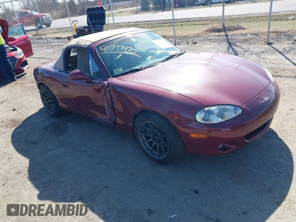 2003 Mazda MX-5 Miata Cloth with VIN JM1NB353730302782, listed as a IAAI auction lot 41751970 with 109,336 mi miles and . Bid and sale history available at DreamBid. Image 1.