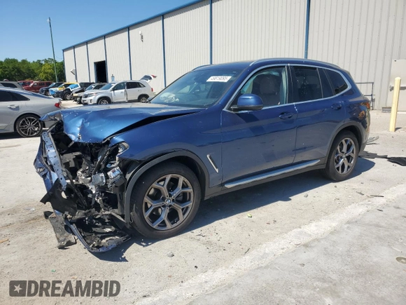 2022 BMW X3 sDrive30i with VIN WBX47DP0XNN158398, listed as a Copart auction lot 49819095 with 53,816 mi miles and Non Repairable. Bid and sale history available at DreamBid. Image 1.