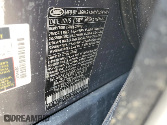 2016 Land Rover Range Rover Sport HSE with VIN SALWR2VF5GA544080, listed as a Copart auction lot 56178325 with 128,176 mi miles and Salvage Title. Bid and sale history available at DreamBid. Image 14.