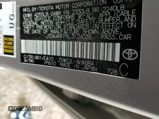 2020 Toyota Prius LE z VIN JTDKARFPXL3124035, wystawiony jako Copart lot #53996215 z przebiegiem Nie podano mil oraz Szkoda całkowita • Salvage title. Historia ofert i sprzedaży dostępna na DreamBid. Obrazek 13.