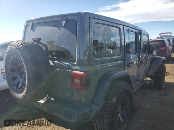 2021 Jeep Wrangler Unlimited Rubicon with VIN 1C4HJXFG6MW581407, listed as a Copart auction lot 43720585 with 34,176 mi miles and Salvage Title. Bid and sale history available at carsss.com. Image 3.