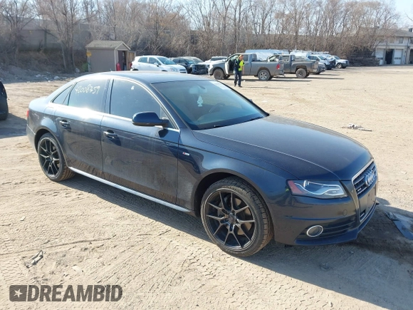 2012 Audi A4 2.0T Premium Plus with VIN WAUFFAFL0CA099852, listed as a IAAI auction lot 42008359 with 187,069 mi miles. Bid and sale history available at carsss.com. Image 1.