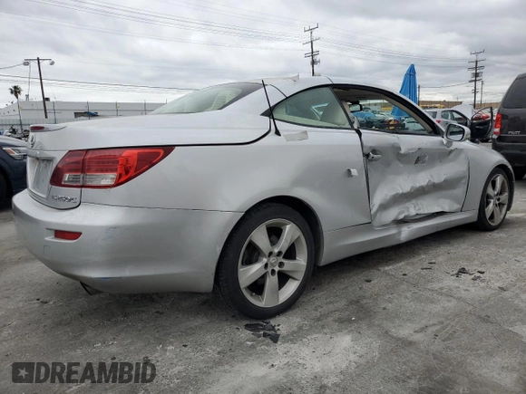 2011 Lexus IS 250 C with VIN JTHFF2C25B2518323, listed as a Copart auction lot 50931405 with 157,515 mi miles and Salvage title. Bid and sale history available at DreamBid. Image 3.