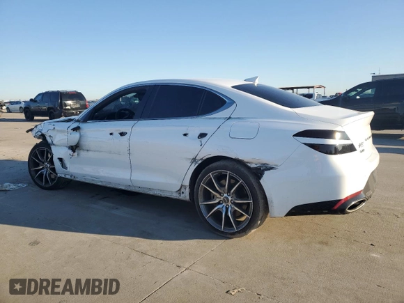 2022 Genesis G70 3.3T with VIN KMTG54TE5NU094831, listed as a Copart auction lot 83879004 with 57,449 mi miles and Salvage Title. Bid and sale history available at DreamBid. Image 2.