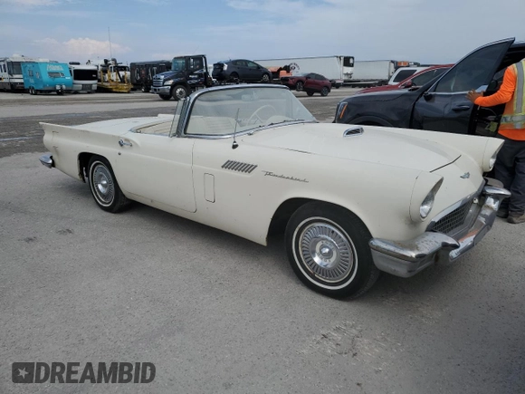 1957 Ford Thunderbird with VIN C7FH382576, listed as a Copart auction lot 75124844 with 22,465 mi miles and Salvage Title. Bid and sale history available at DreamBid. Image 4.