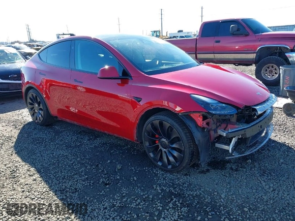 2023 Tesla Model Y Performance with VIN 7SAYGDEF5PF968855, listed as a IAAI auction lot 41499334 with 37,032 mi miles and . Bid and sale history available at DreamBid. Image 1.