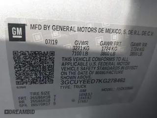 2019 Chevrolet Silverado 1500 RST with VIN 3GCUYEED7KG278461, listed as a IAAI auction lot 41619850 with 93,393 mi miles. Bid and sale history available at carsss.com. Image 9.