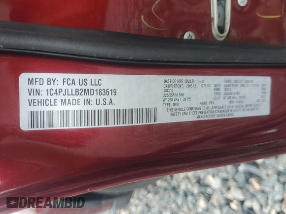 2021 Jeep Cherokee Latitude Plus z VIN 1C4PJLLB2MD183619, wystawiony jako Copart lot #56592595 z przebiegiem 33 243 mil mil oraz Czysty tytuł • Clean title. Historia ofert i sprzedaży dostępna na DreamBid. Obrazek 13.