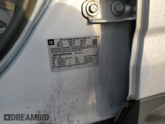 2013 GMC Terrain SLE with VIN 2GKFLSE36D6106390, listed as a Copart auction lot 87885155 with 136,535 mi miles and Clean Title. Bid and sale history available at DreamBid. Image 15.