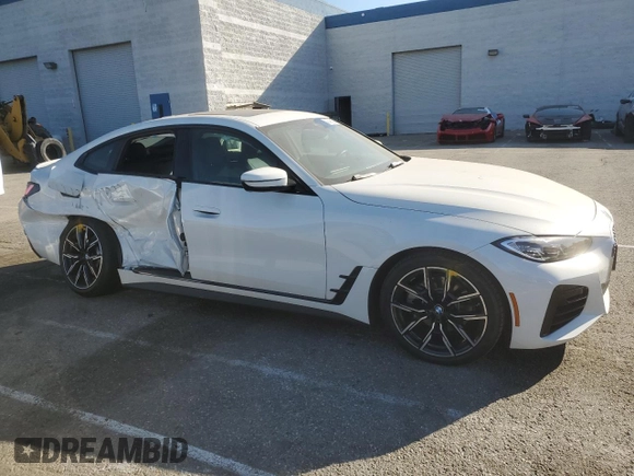 2023 BMW 4 Series 430i with VIN WBA63AV09PFN91000, listed as a Copart auction lot 46491385 with 3,372 mi miles and Salvage title. Bid and sale history available at DreamBid. Image 4.
