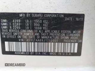 2018 Subaru Impreza with VIN 4S3GTAA69J1712050, listed as a IAAI auction lot 41236817 with 89,171 mi miles. Bid and sale history available at carsss.com. Image 9.