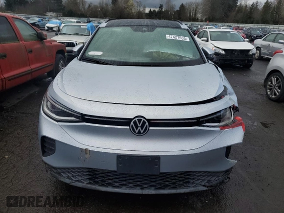 2021 Volkswagen ID.4 Pro S z VIN WVGTMPE25MP028423, wystawiony jako Copart lot #47427535 z przebiegiem Nie podano mil oraz Szkoda całkowita • Salvage title. Historia ofert i sprzedaży dostępna na DreamBid. Obrazek 5.