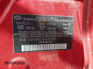 2017 Hyundai Elantra SE z VIN 5NPD84LF4HH151729, wystawiony jako IAAI lot #41840813 z przebiegiem 82 681 mil mil oraz . Historia ofert i sprzedaży dostępna na DreamBid. Obrazek 9.