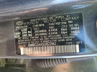2020 Hyundai Kona SE with VIN KM8K12AA1LU522962, listed as a Copart auction lot 42563705 with 133,920 mi miles and Salvage Title. Bid and sale history available at carsss.com. Image 14.