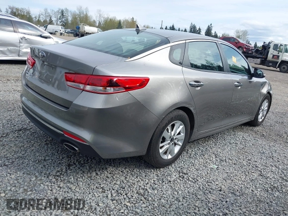 2018 Kia Optima LX with VIN 5XXGT4L34JG242597, listed as a IAAI auction lot 41999383 with 1 mi miles. Bid and sale history available at carsss.com. Image 4.