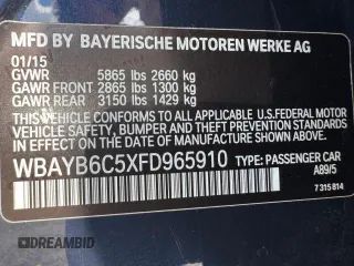 2015 BMW 7 Series 750i xDrive with VIN WBAYB6C5XFD965910, listed as a Copart auction lot 55407895 with 173,486 mi miles and Salvage Title. Bid and sale history available at carsss.com. Image 15.