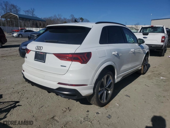 2022 Audi Q3 S line Premium Plus with VIN WA1EECF35N1040077, listed as a Copart auction lot 43947575 with 41,777 mi miles and Salvage Title. Bid and sale history available at carsss.com. Image 3.