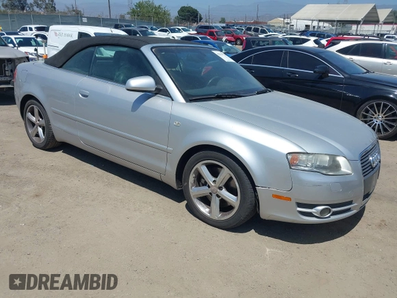 2007 Audi A4 3.2L with VIN WAUDH48HX7K029660, listed as a IAAI auction lot 42554724 with 128,445 mi miles and . Bid and sale history available at DreamBid. Image 1.