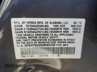 2016 Honda Pilot EX-L с VIN 5FNYF5H55GB003258, выставлен на аукционе Copart как лот 52395045 с пробегом 160 476 миль миль и Списание • Salvage title. История ставок и продаж доступна на DreamBid. Изображение 13.