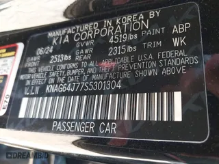 2025 Kia K5 GT-Line with VIN KNAG64J77S5301304, listed as a IAAI auction lot 42048567 with 5,646 mi miles. Bid and sale history available at carsss.com. Image 9.