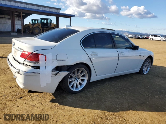 2008 BMW 7 Series 750i with VIN WBAHL835X8DT12389, listed as a Copart auction lot 80908054 with Not Provided miles and Salvage Title. Bid and sale history available at DreamBid. Image 3.