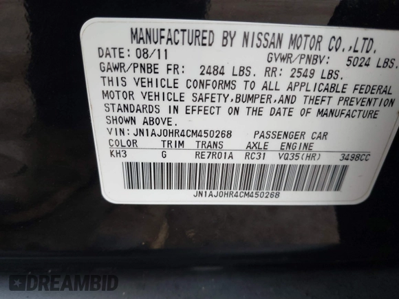 2012 Infiniti EX Journey with VIN JN1AJ0HR4CM450268, listed as a IAAI auction lot 41694446 with 160,023 mi miles. Bid and sale history available at carsss.com. Image 9.