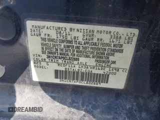 2012 Nissan Versa SV with VIN 3N1CN7AP0CL822889, listed as a IAAI auction lot 42349923 with 168,914 mi miles and . Bid and sale history available at DreamBid. Image 9.