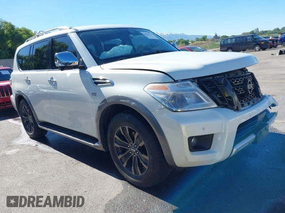 2018 Nissan Armada Platinum with VIN JN8AY2NE7J9730759, listed as a IAAI auction lot 39541925 with 83,001 mi miles. Bid and sale history available at carsss.com. Image 1.
