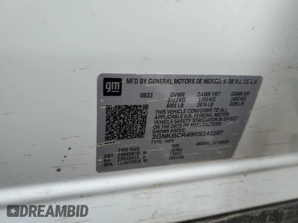 2024 Chevrolet Blazer LT with VIN 3GNKBCR49RS141107, listed as a Copart auction lot 52004835 with 17,892 mi miles and Clean title. Bid and sale history available at DreamBid. Image 13.