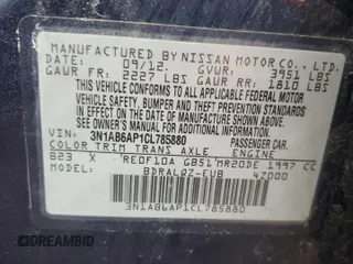 2012 Nissan Sentra S with VIN 3N1AB6AP1CL785880, listed as a Copart auction lot 47816165 with 151,492 mi miles and Salvage Title. Bid and sale history available at DreamBid. Image 15.