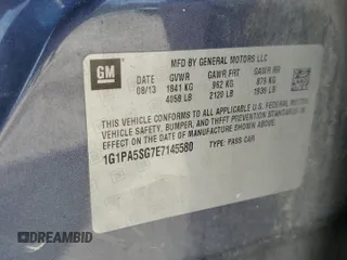 2014 Chevrolet Cruze LS with VIN 1G1PA5SG7E7145580, listed as a Copart auction lot 50246395 with 100,193 mi miles and Salvage Title. Bid and sale history available at carsss.com. Image 12.