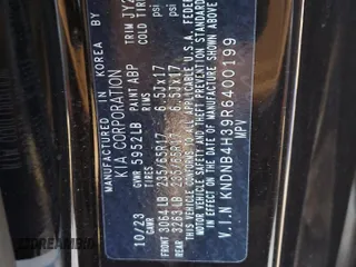 2024 Kia Carnival LX with VIN KNDNB4H39R6400199, listed as a Copart auction lot 46902355 with 28,397 mi miles and Salvage Title. Bid and sale history available at carsss.com. Image 12.