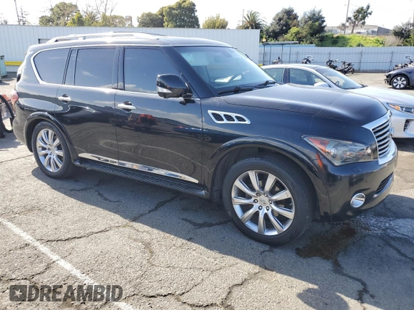2011 Infiniti QX56 7-passenger with VIN JN8AZ2NE7B9005600, listed as a Copart auction lot 50741225 with 202,960 mi miles and Salvage Title. Bid and sale history available at carsss.com. Image 4.