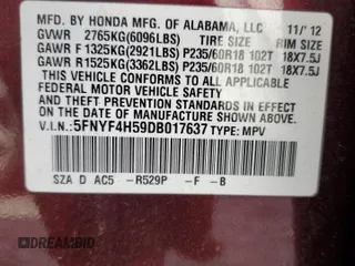 2013 Honda Pilot EX-L z VIN 5FNYF4H59DB017637, wystawiony jako Copart lot #51413165 z przebiegiem 242 783 mil mil oraz Szkoda całkowita • Salvage title. Historia ofert i sprzedaży dostępna na DreamBid. Obrazek 14.
